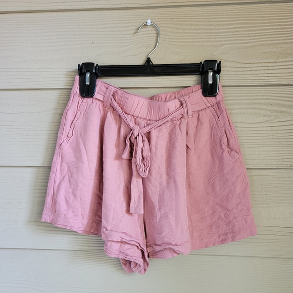 BE COOL Pants - Be Cool Pink Flowy High Waisted Tie Up Shorts
